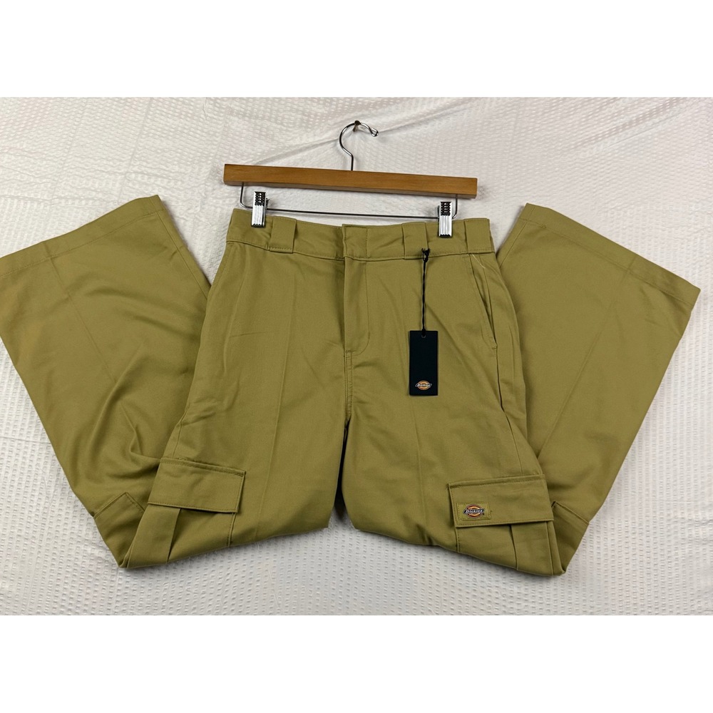 NWT Dickies Women Size 2R Cropped Cargo Pants Khaki Twill Utility Skate Workwear